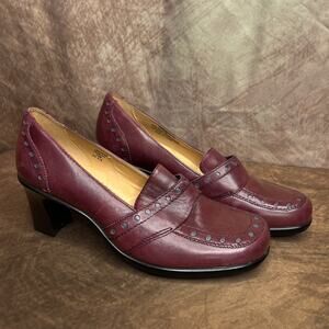 Earth Lantana Merlot Penny Loafers Tapered Heel Leather Women's 10B Formal Indie